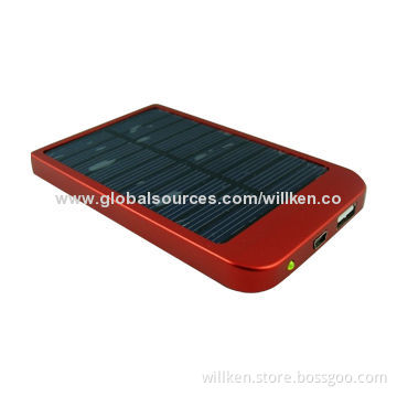Solar power bank, emergency charging for mobile/MP3/MP4/camera, 2,600mAh
